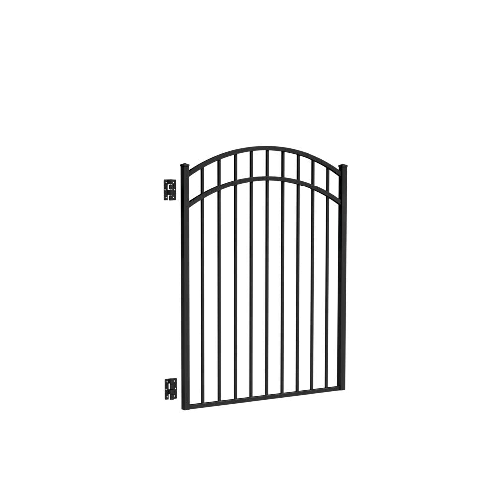 Freedom New Haven 4-1/2-ft H x 4-ft W Black Aluminum Spaced Picket Flat-top Decorative Fence Gate