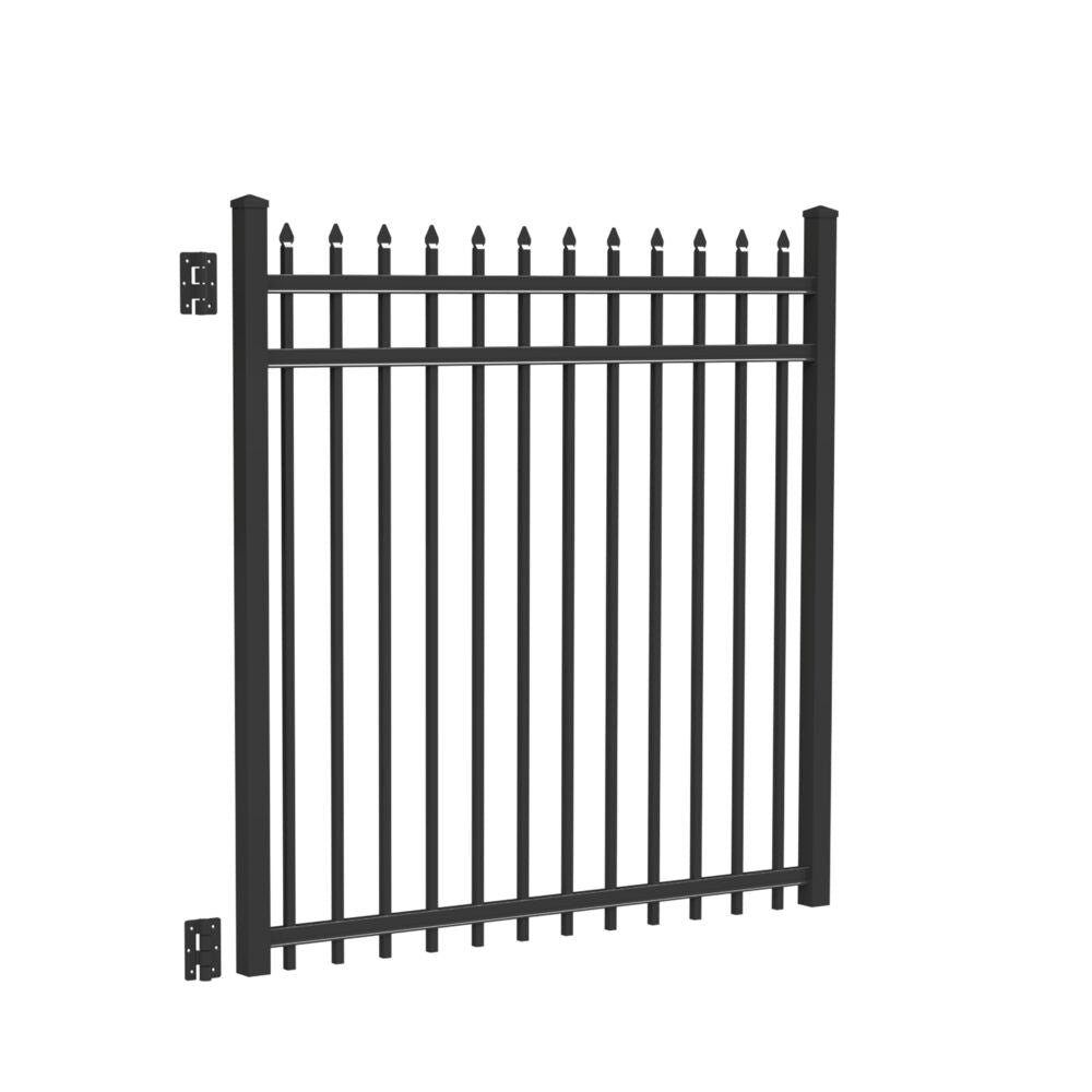 Freedom Providence 5-ft H Black Aluminum Spaced Picket Pressed-point Decorative Fence Gate