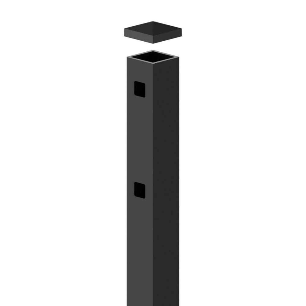 Freedom New Haven 5-ft H x 2-in W Black Aluminum Spaced Picket Dog Ear Decorative Gate Fence Post