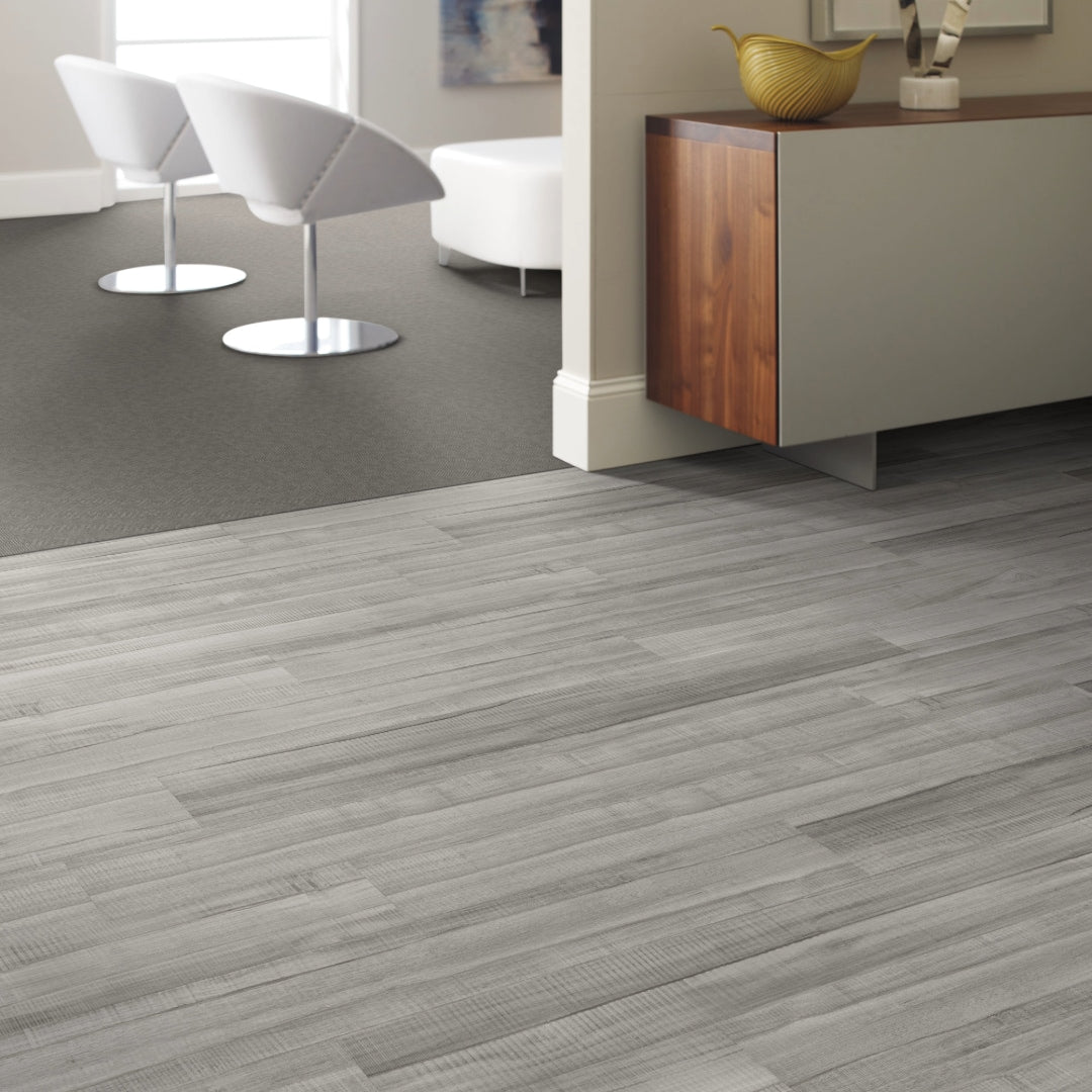 Shaw (Sample) Westwork Brevard Gray Wood Look 12-mil Waterproof Glue Down Luxury Vinyl Plank