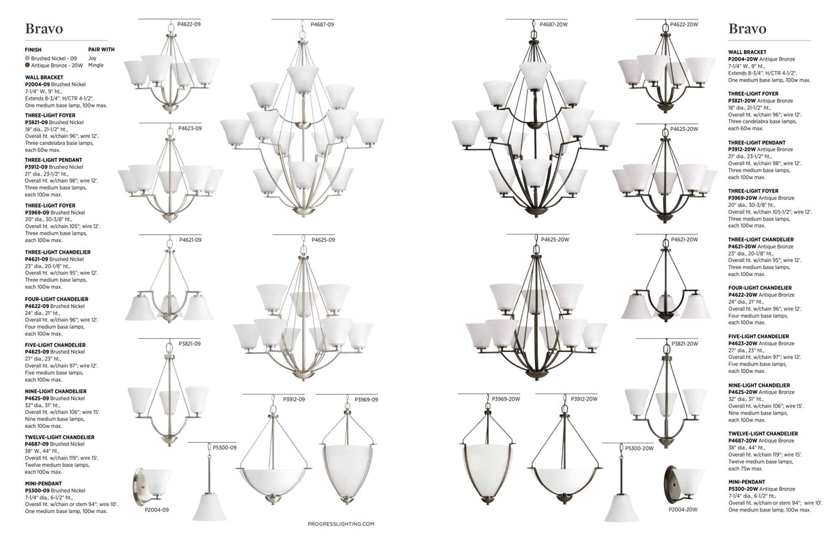 Progress Lighting Bravo 12-Light Brushed Nickel Transitional Chandelier