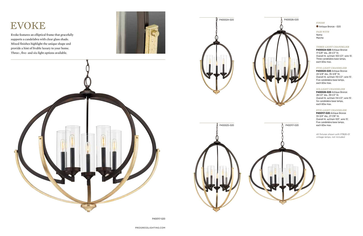 Progress Lighting Evoke 3-Light Polished Nickel Transitional Chandelier