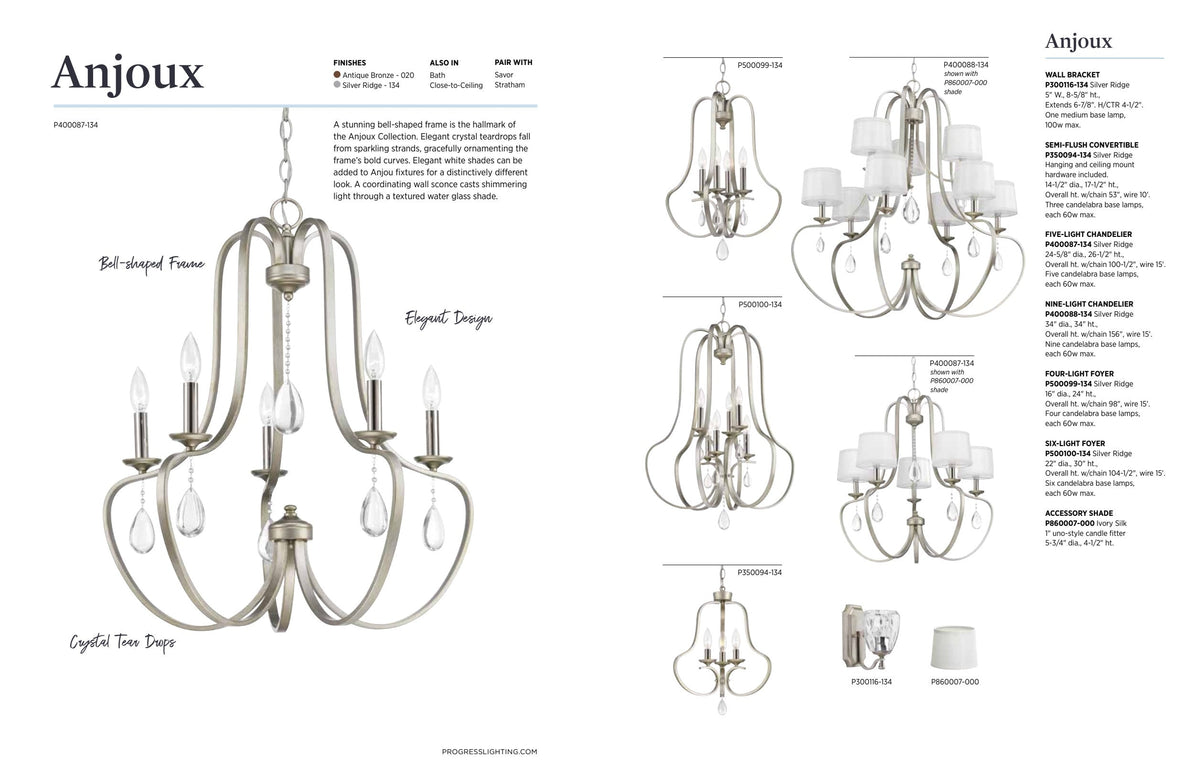 Progress Lighting Anjoux 6-Light Antique Bronze Transitional Geometric Medium Hanging Pendant Light