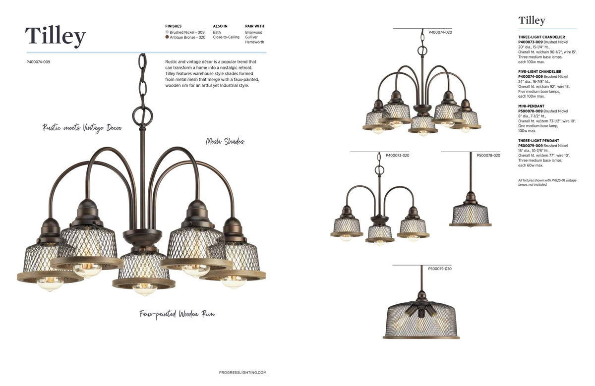 Progress Lighting Tilley 4-Light Brushed Nickel Coastal Lantern Large Hanging Pendant Light