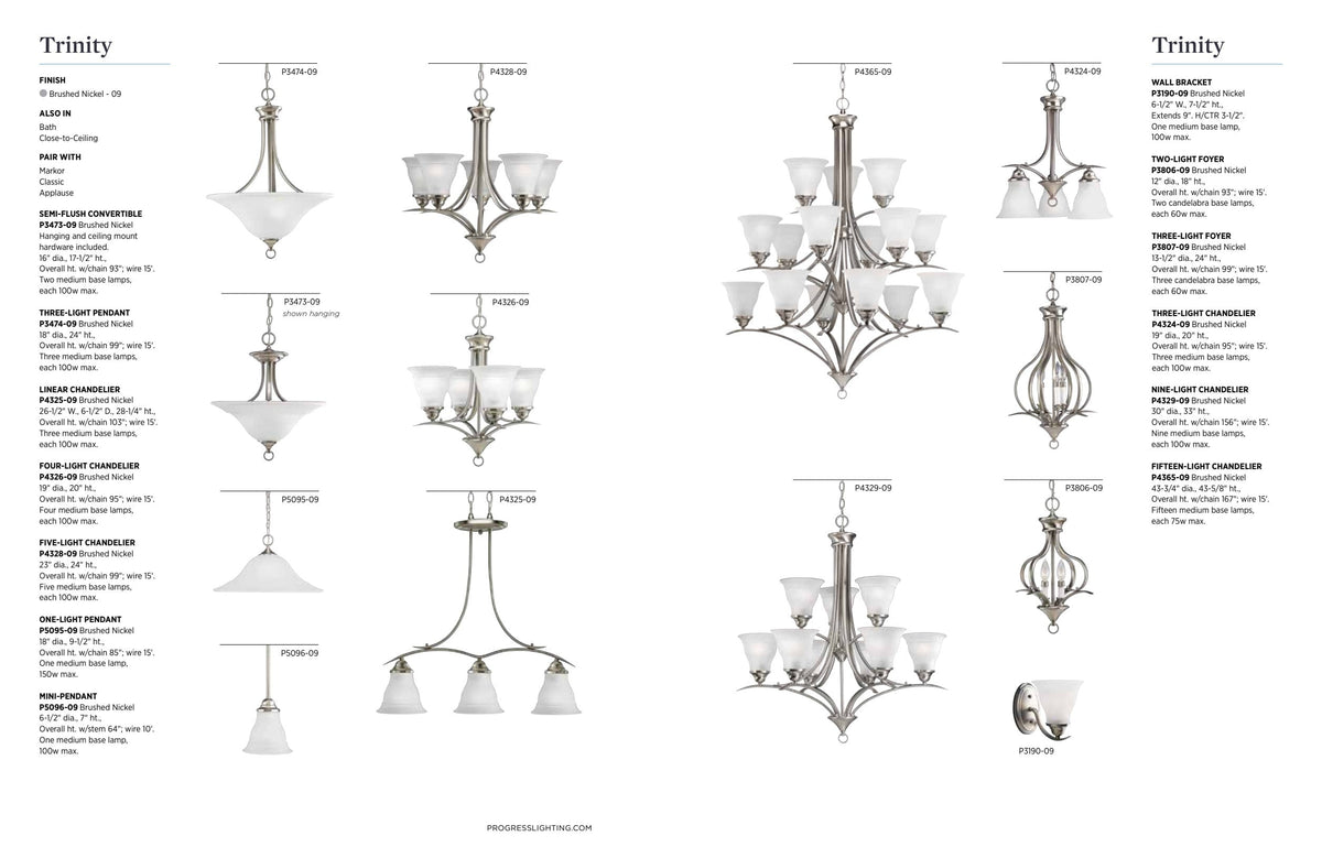 Progress Lighting Trinity 15-Light Brushed Nickel Transitional Chandelier