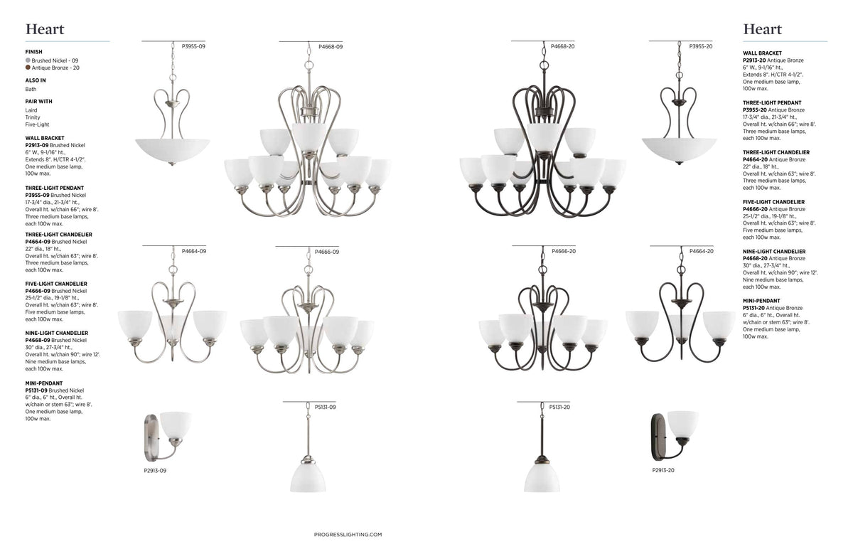 Progress Lighting Heart 9-Light Antique Bronze Transitional Chandelier