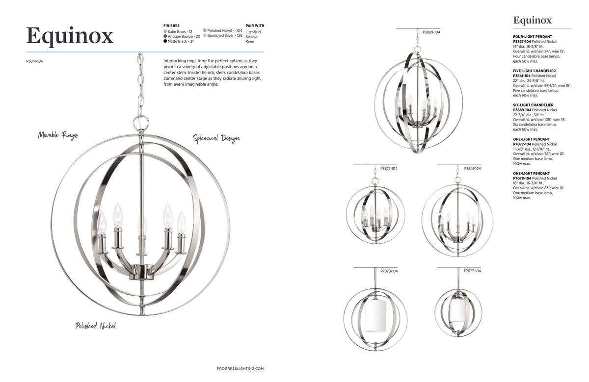 Progress Lighting Equinox 4-Light Antique Bronze Transitional Geometric Medium Hanging Pendant Light