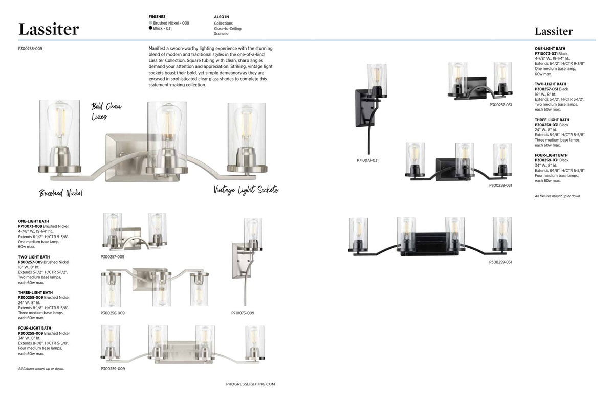 Progress Lighting Lassiter 3-Light Brushed Nickel Traditional Clear Glass Cylinder Medium Hanging Pendant Light