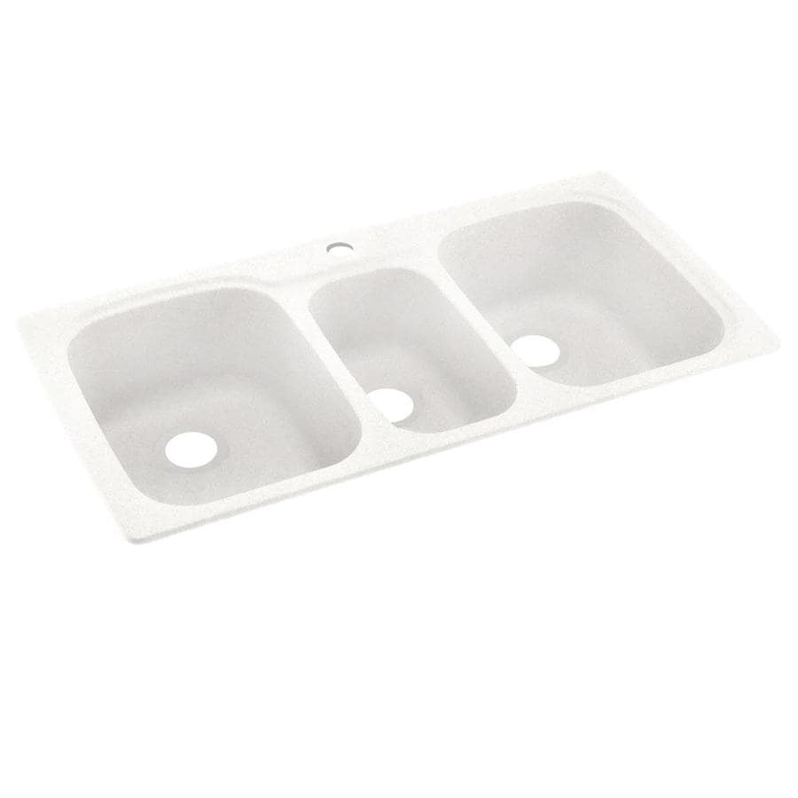Swan Drop-In/Undermount Solid Surface 44-in 1-Hole 40/20/40 Triple-Bowl Kitchen Sink in Tahiti Ivory