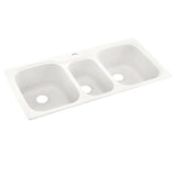 Swan Drop-In/Undermount Solid Surface 44-in 1-Hole 40/20/40 Triple-Bowl Kitchen Sink in Tahiti Ivory