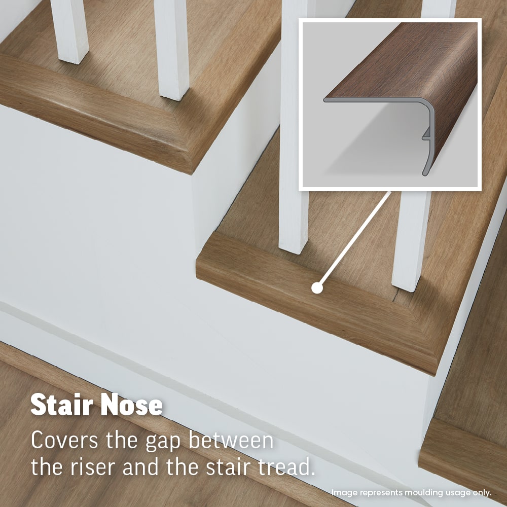 SimpleSolutions Ridge Line Mix MDF Vinyl Stair Nose Floor Molding, 1.88-in W x 78.7-in L x 1.32-in H