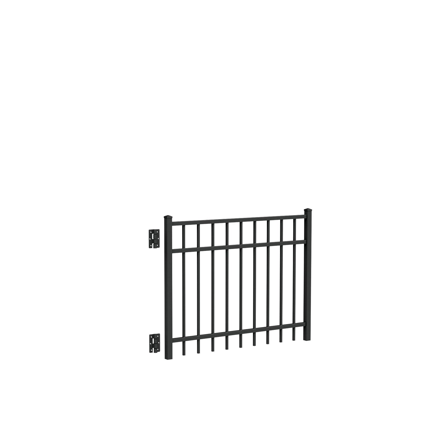 Freedom New Haven 3-ft H x 4-ft W Black Aluminum Spaced Picket Flat-top Decorative Fence Gate
