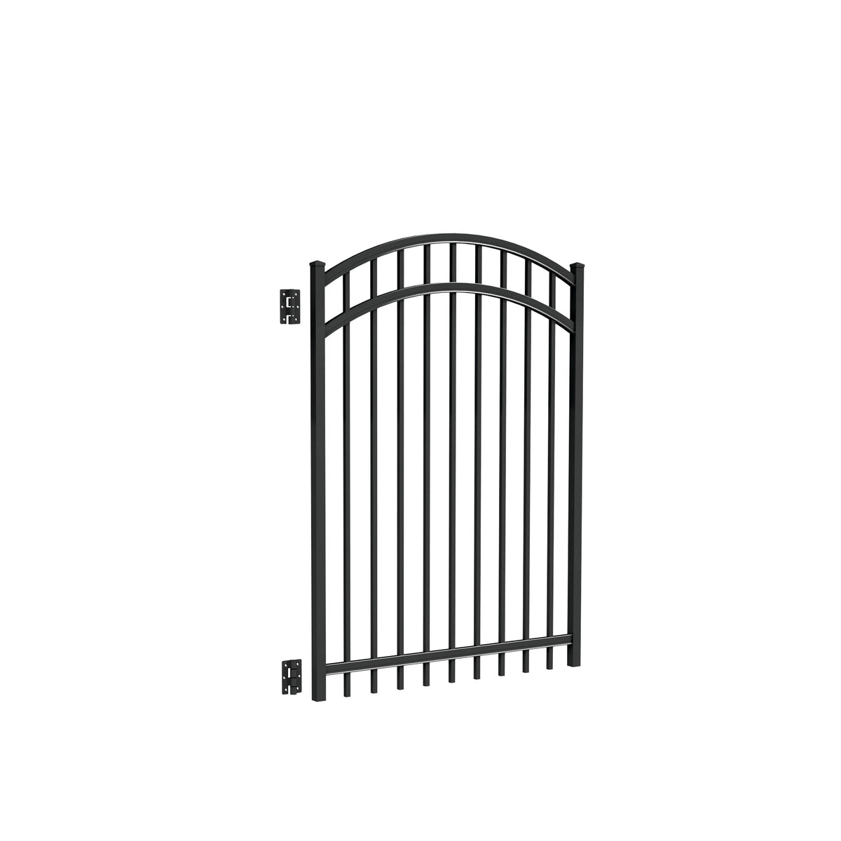 Freedom New Haven 5-ft H x 4-ft W Black Aluminum Spaced Picket Flat-top Decorative Fence Gate