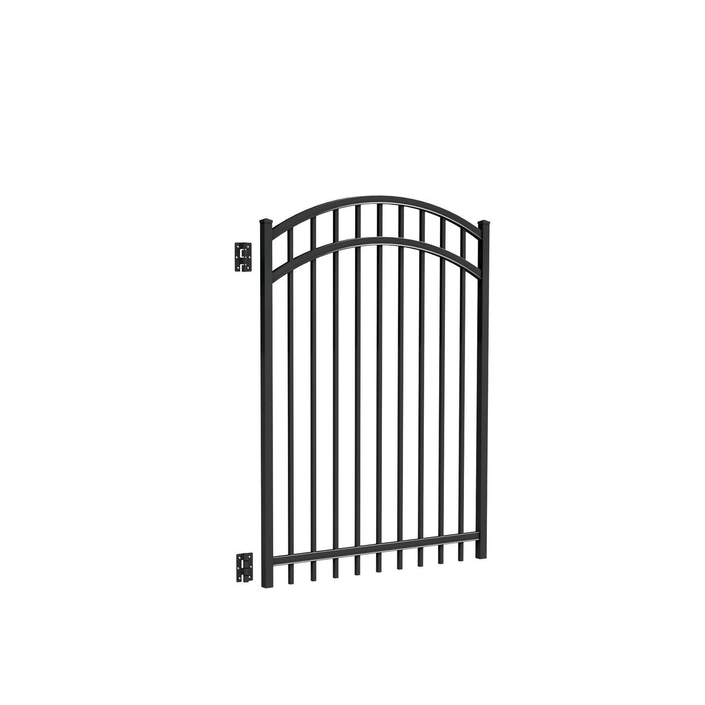 Freedom New Haven 5-ft H x 4-ft W Black Aluminum Spaced Picket Flat-top Decorative Fence Gate