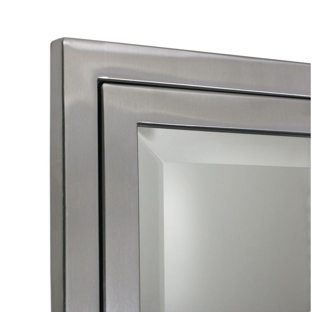 16 in. W x 26 in. H x 4-1/2 in. D Framed Single Door Stainless Steel Recessed Bathroom Medicine Cabinet in Brush Nickel - Super Arbor