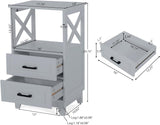 Siavonce Modern Gray Freestanding 2-Drawer Linen Cabinet with Open Shelf