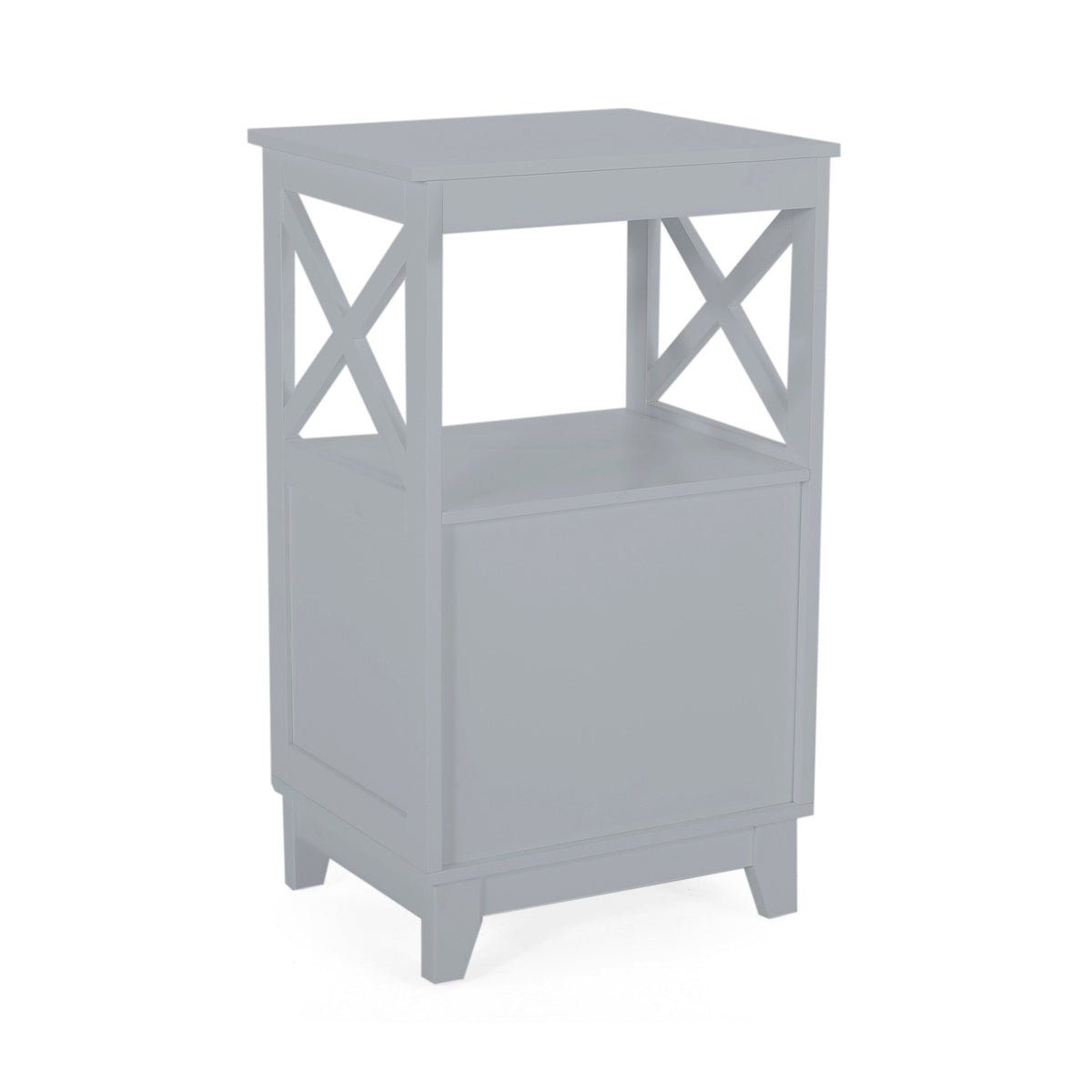 Siavonce Modern Gray Freestanding 2-Drawer Linen Cabinet with Open Shelf