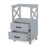 Siavonce Modern Gray Freestanding 2-Drawer Linen Cabinet with Open Shelf