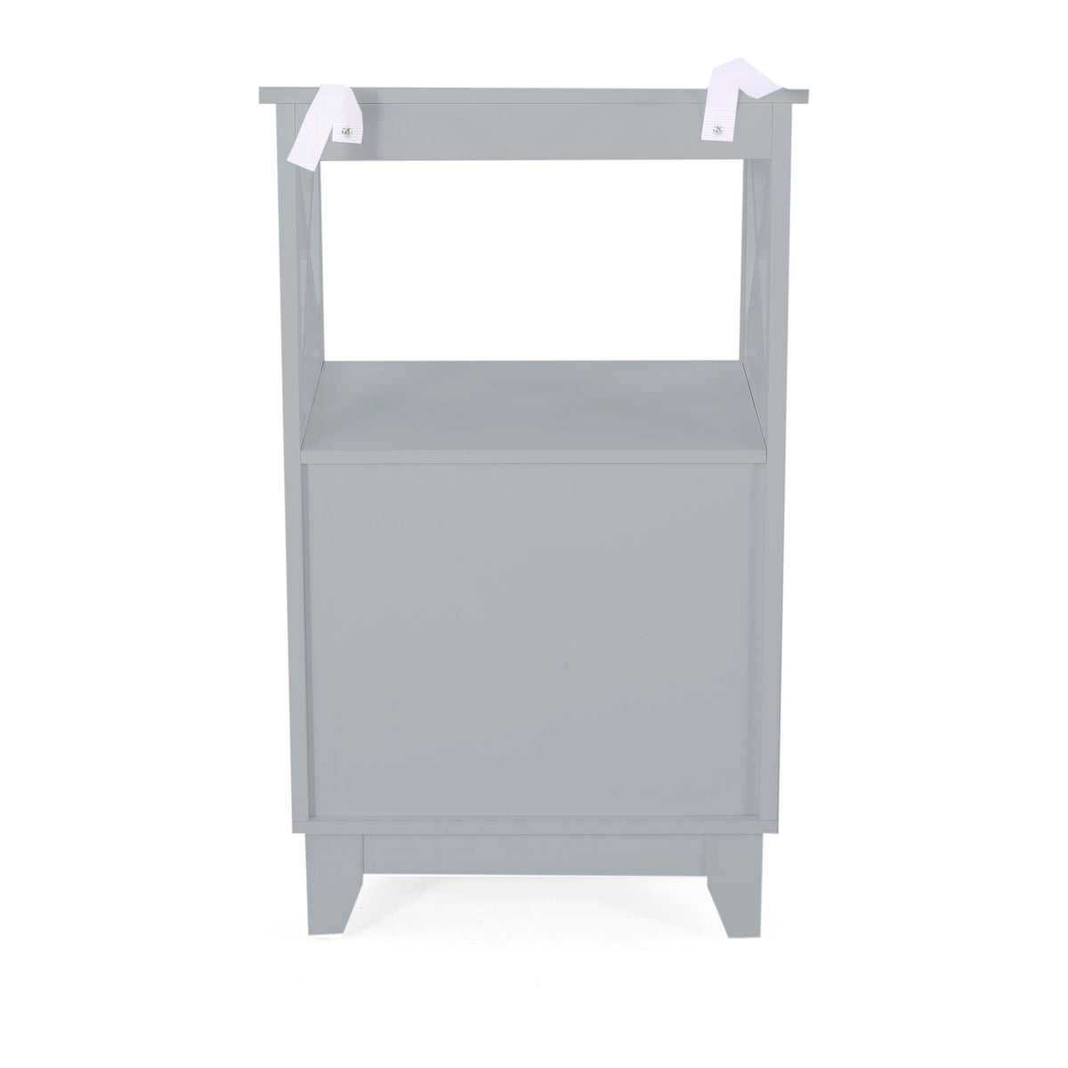 Siavonce Modern Gray Freestanding 2-Drawer Linen Cabinet with Open Shelf