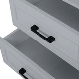 Siavonce Modern Gray Freestanding 2-Drawer Linen Cabinet with Open Shelf