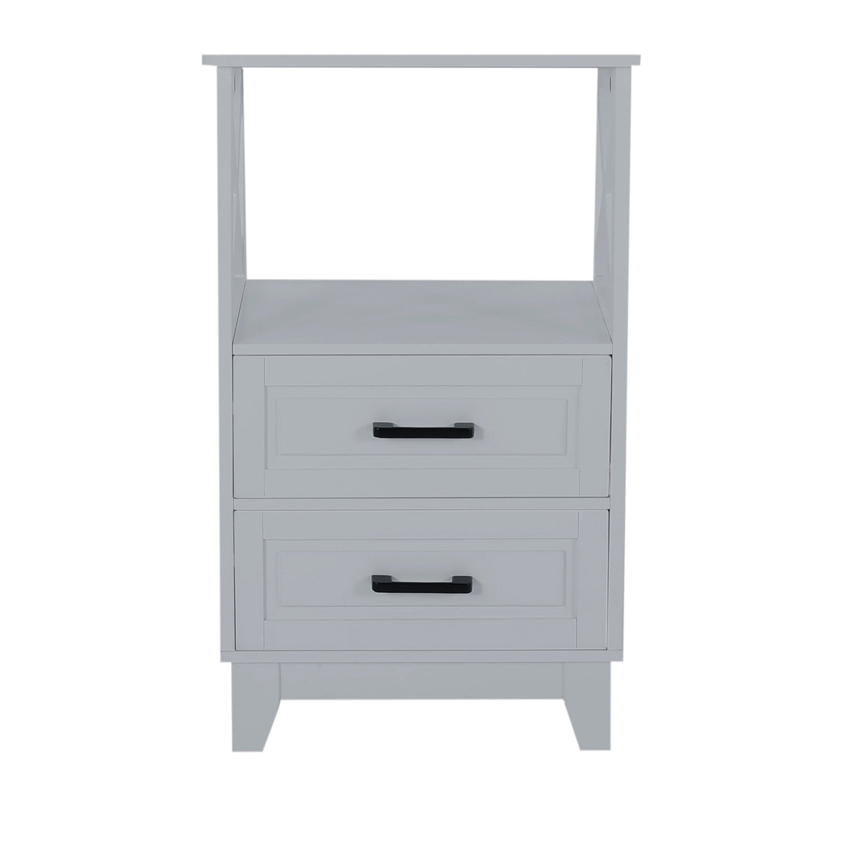 Siavonce Modern Gray Freestanding 2-Drawer Linen Cabinet with Open Shelf