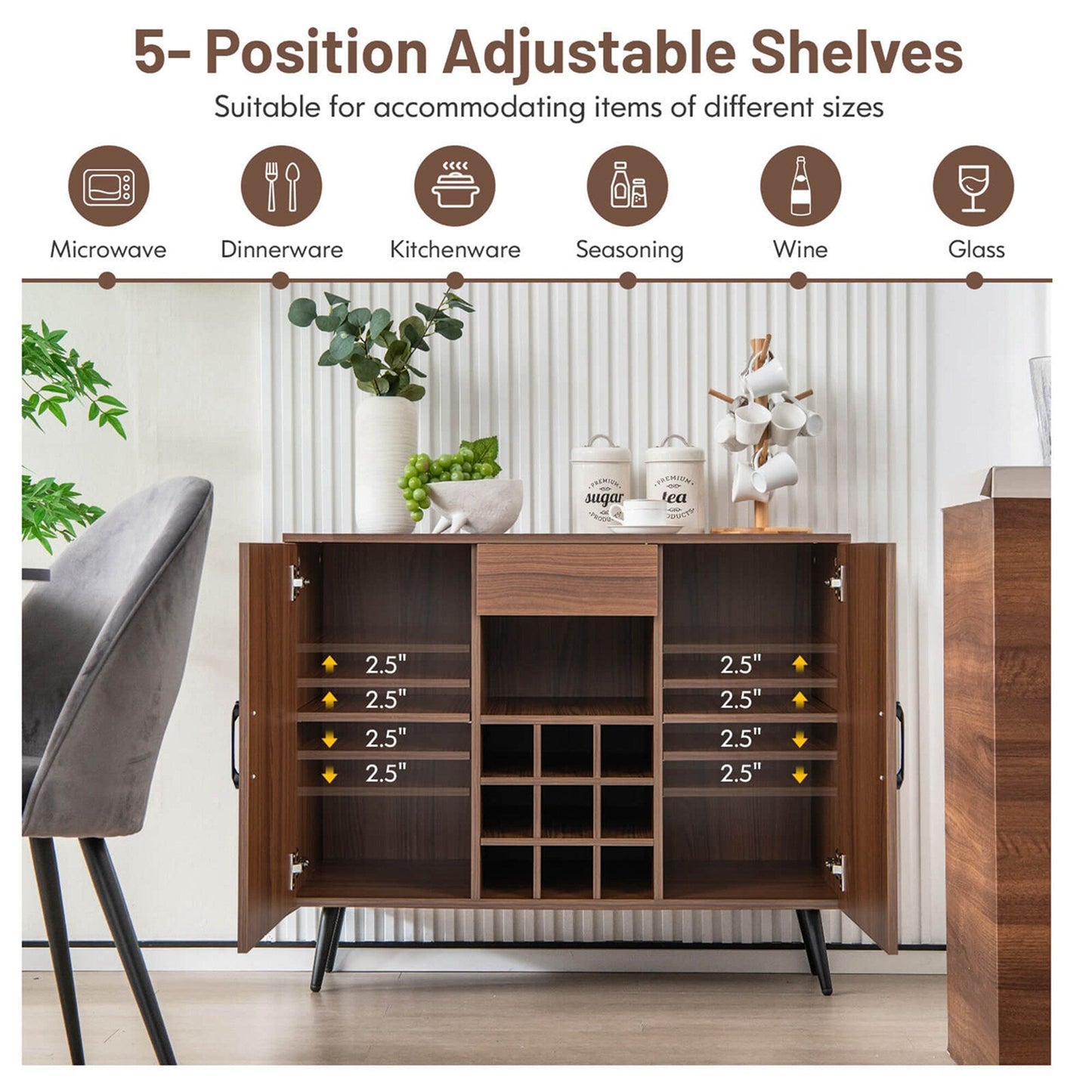 Goplus 16-in W x 31-in H Mdf Walnut Freestanding Utility Storage Cabinet