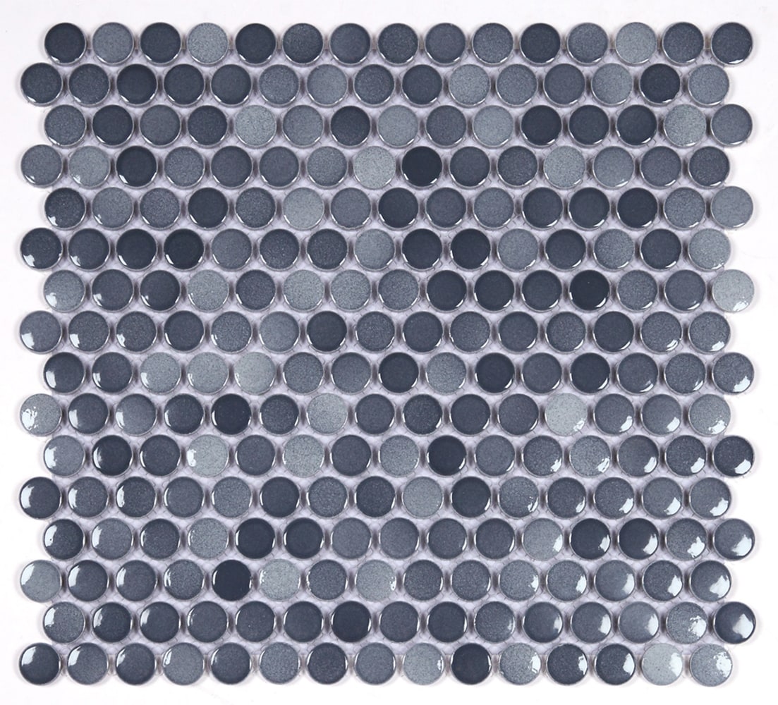Abolos Classical Gray 12-in x 12-in Glazed Porcelain Patterned Penny round Floor and Wall Tile product image