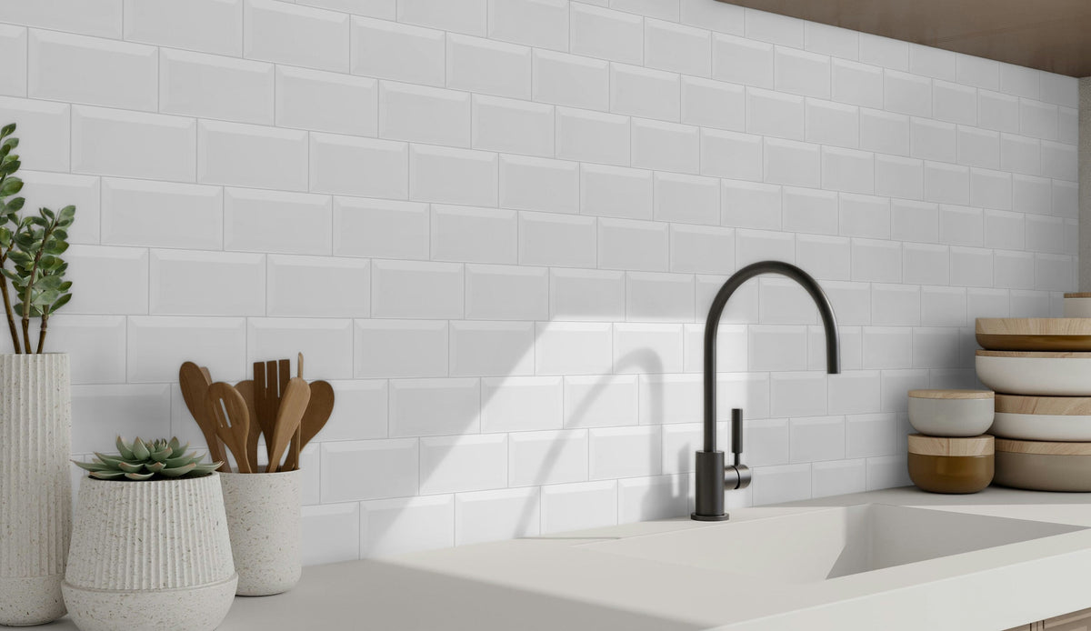 Satori Hudson Brilliant White Beveled 3-in x 6-in Glossy Ceramic Subway Wall Tile (0.12-sq. ft/ Piece)