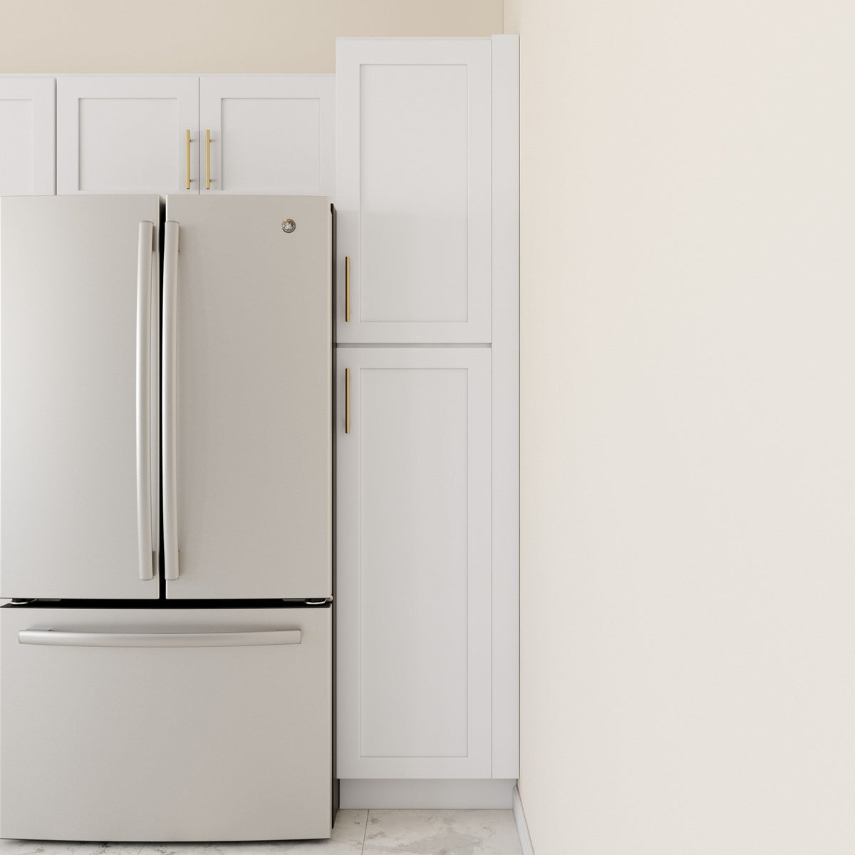 RELIABILT Fairplay 18-in W x 84-in H x 24-in D White Pantry Ready To Assemble Plywood Cabinet (Recessed Panel Shaker Door Style)
