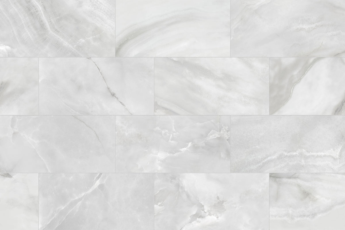 Satori Onyx Luna 12-in x 24-in Polished Porcelain Marble Look Floor and Wall Tile (1.94-sq. ft/ Piece)