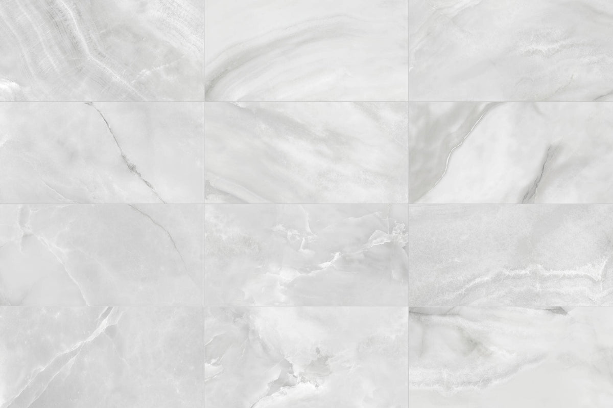 Satori Onyx Luna 12-in x 24-in Polished Porcelain Marble Look Floor and Wall Tile (1.94-sq. ft/ Piece)