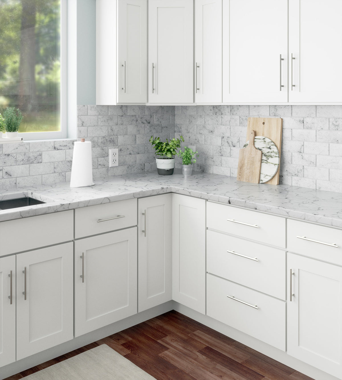 RELIABILT Fairplay 36-in W x 34.5-in H x 24-in D White 1-Drawer Base Ready To Assemble Plywood Cabinet (Recessed Panel Shaker Door Style)