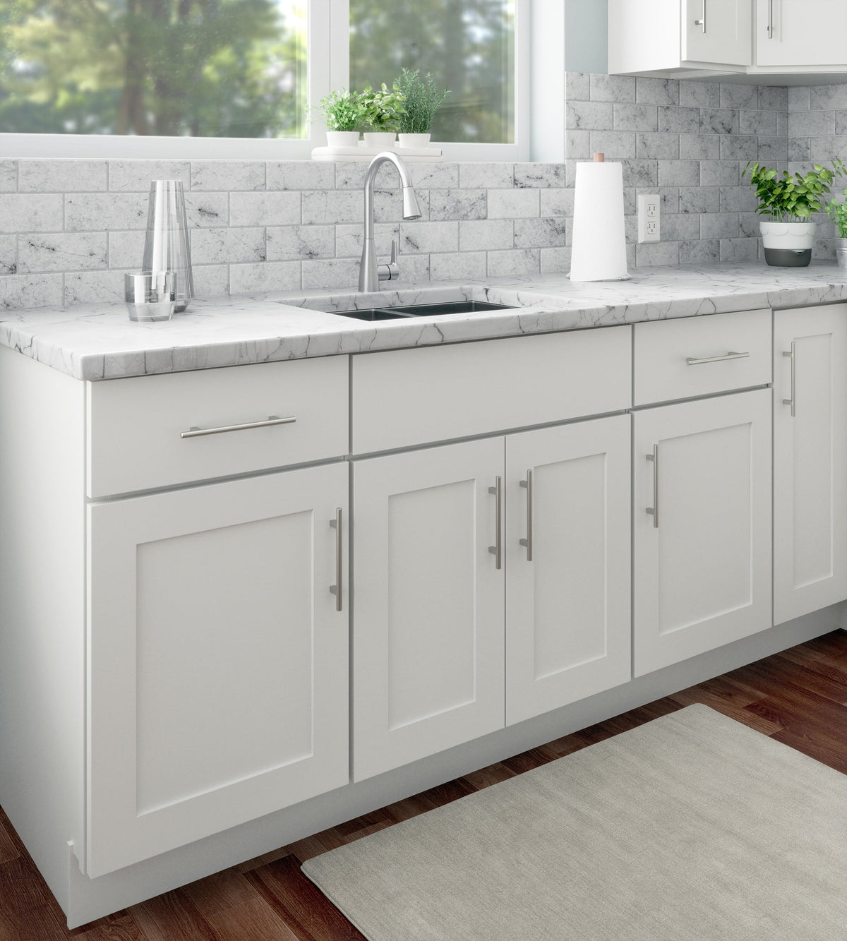 RELIABILT Fairplay 36-in W x 34.5-in H x 24-in D White 1-Drawer Base Ready To Assemble Plywood Cabinet (Recessed Panel Shaker Door Style)