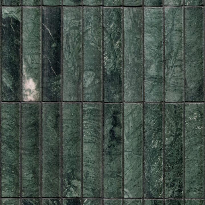 SUNWINGS Fluted Indian Green 11-in x 12-in Honed Natural stone Marble Mosaic Wall Tile product image