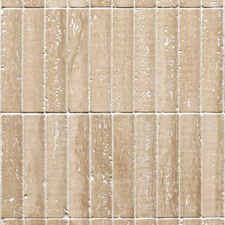 SUNWINGS Fluted Travertine 11-in x 12-in Honed Natural stone Marble Mosaic Wall Tile product image