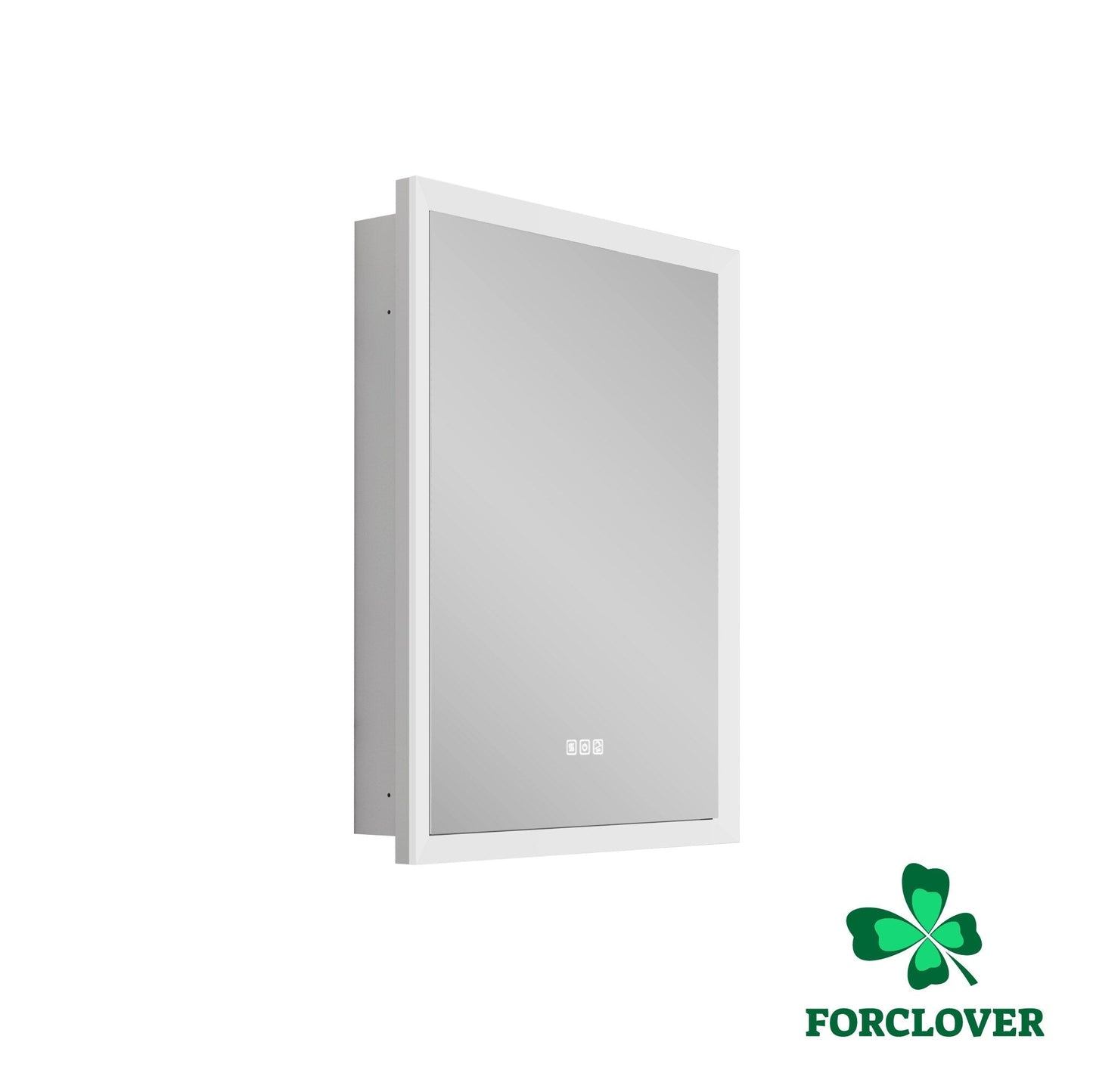 Forclover 24-in x 32-in Lighted LED Fog Free Surface/Recessed Mount Silver Mirrored Soft Close Medicine Cabinet with Outlet