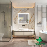 Forclover 36-in x 32-in Lighted LED Fog Free Surface/Recessed Mount Silver Mirrored Soft Close Medicine Cabinet with Outlet