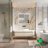 Forclover 36-in x 32-in Lighted LED Fog Free Surface/Recessed Mount Silver Mirrored Soft Close Medicine Cabinet with Outlet
