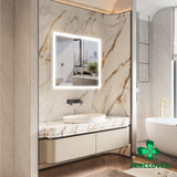 Forclover 36-in x 32-in Lighted LED Fog Free Surface/Recessed Mount Silver Mirrored Soft Close Medicine Cabinet with Outlet