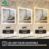 Forclover 36-in x 32-in Lighted LED Fog Free Surface/Recessed Mount Silver Mirrored Soft Close Medicine Cabinet with Outlet