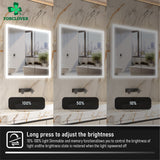 Forclover 36-in x 32-in Lighted LED Fog Free Surface/Recessed Mount Silver Mirrored Soft Close Medicine Cabinet with Outlet
