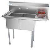KoolMore 22" x 43" 2-Basin Stainless Steel Utility Tub with Drain