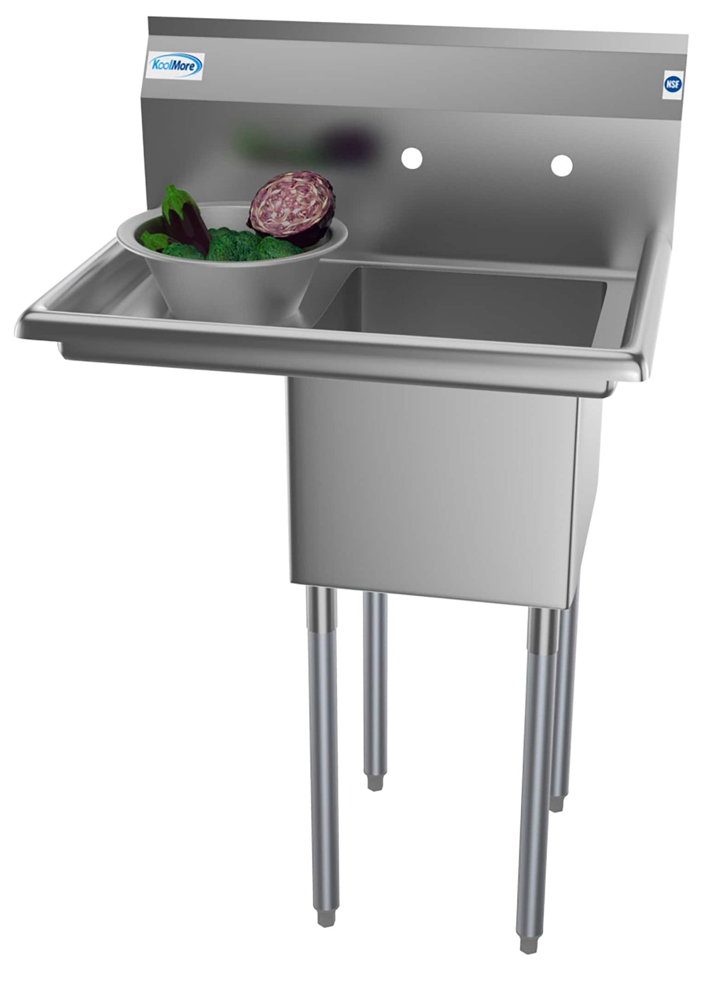 KoolMore Stainless Steel Freestanding Utility Tub with Drain - 22x29 inch