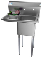 KoolMore Stainless Steel Freestanding Utility Tub with Drain - 22x29 inch