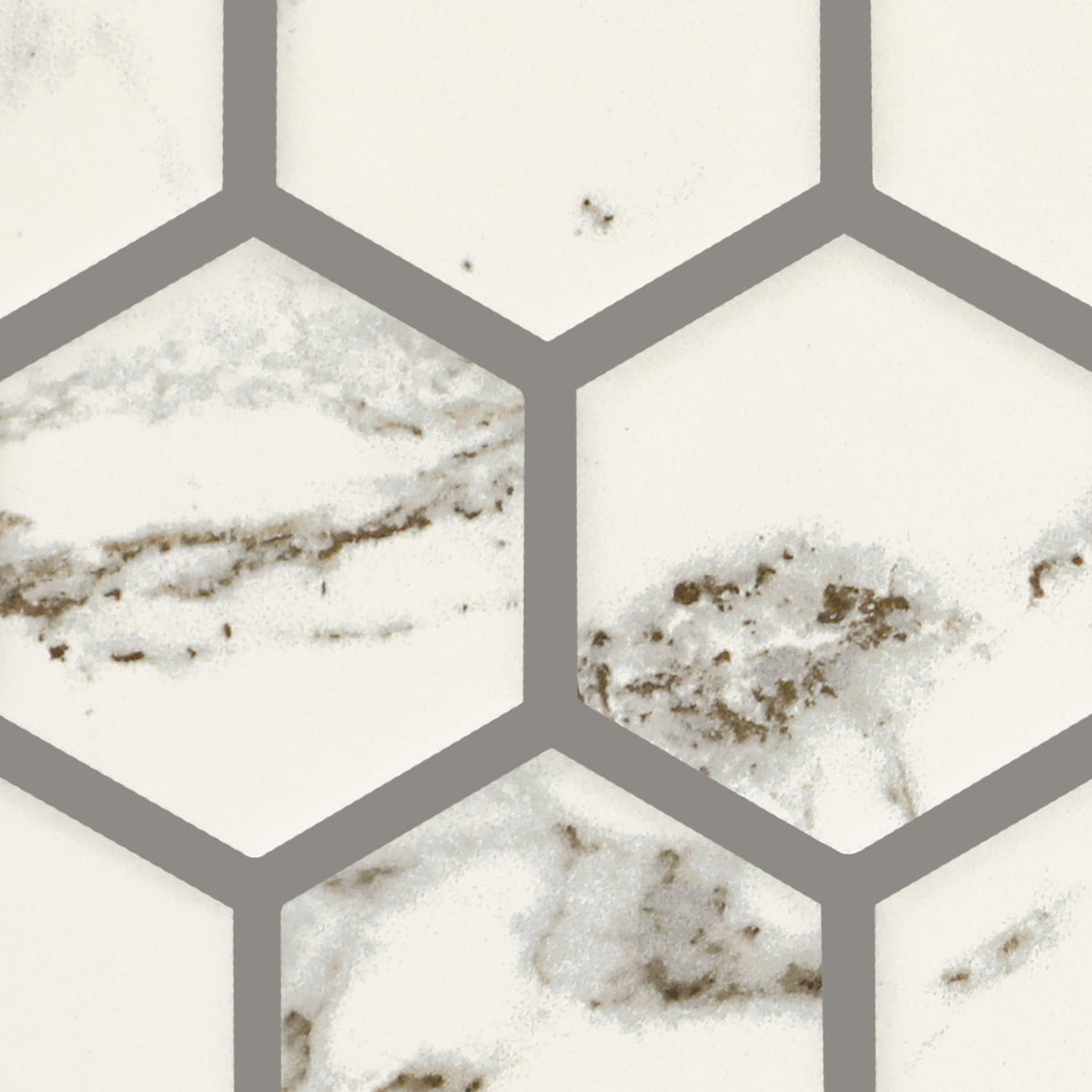 American Olean Marble Manor Calacatta 10-in x 12-in Matte Ceramic Hexagon Marble-Look Floor and Wall Tile (Mesh-Mounted Mosaic)