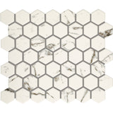 American Olean Marble Manor Calacatta 10-in x 12-in Matte Ceramic Hexagon Marble-Look Floor and Wall Tile (Mesh-Mounted Mosaic)