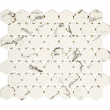American Olean Marble Manor Calacatta 10-in x 12-in Matte Ceramic Hexagon Marble-Look Floor and Wall Tile (Mesh-Mounted Mosaic)