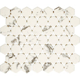 American Olean Marble Manor Calacatta 10-in x 12-in Matte Ceramic Hexagon Marble-Look Floor and Wall Tile (Mesh-Mounted Mosaic)