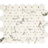 American Olean Marble Manor Calacatta 10-in x 12-in Matte Ceramic Hexagon Marble-Look Floor and Wall Tile (Mesh-Mounted Mosaic)
