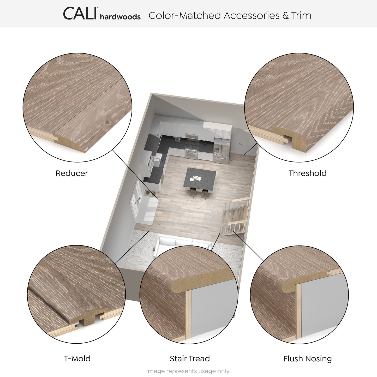 CALI Saddlewood 1.37-in x 72.83-in Vinyl Floor Reducer